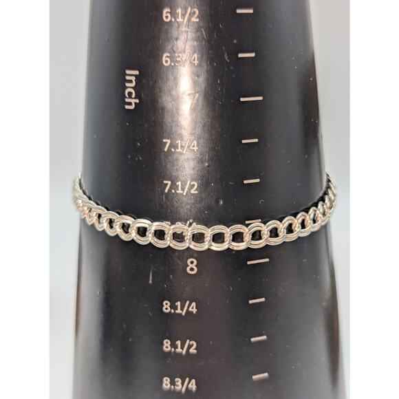 925 Sterling Silver Double Curb Link Chain 5mm 8" Charm Bracelet - Picture 6 of 8